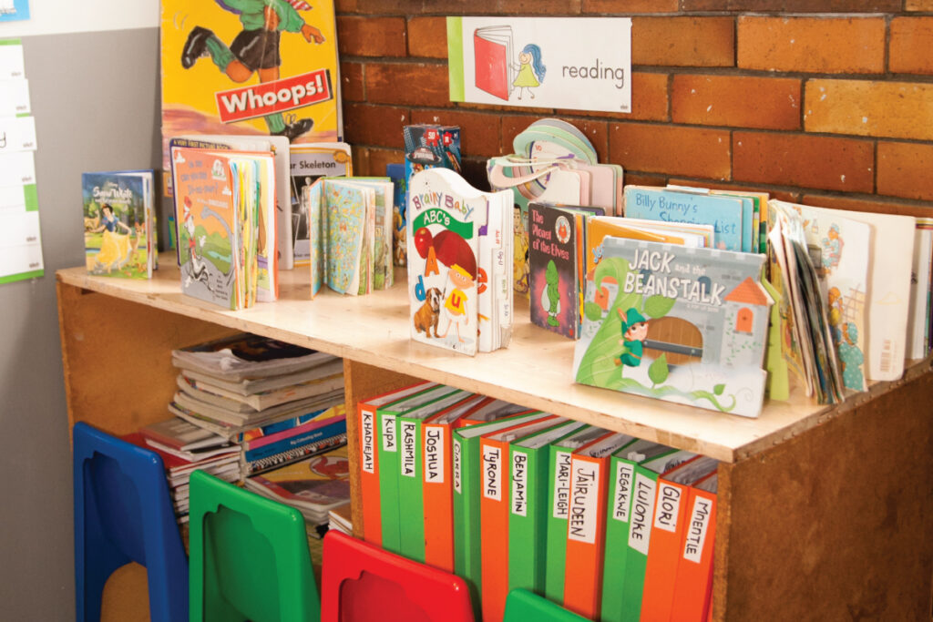 GROW Educare ECD bookshelf with new books