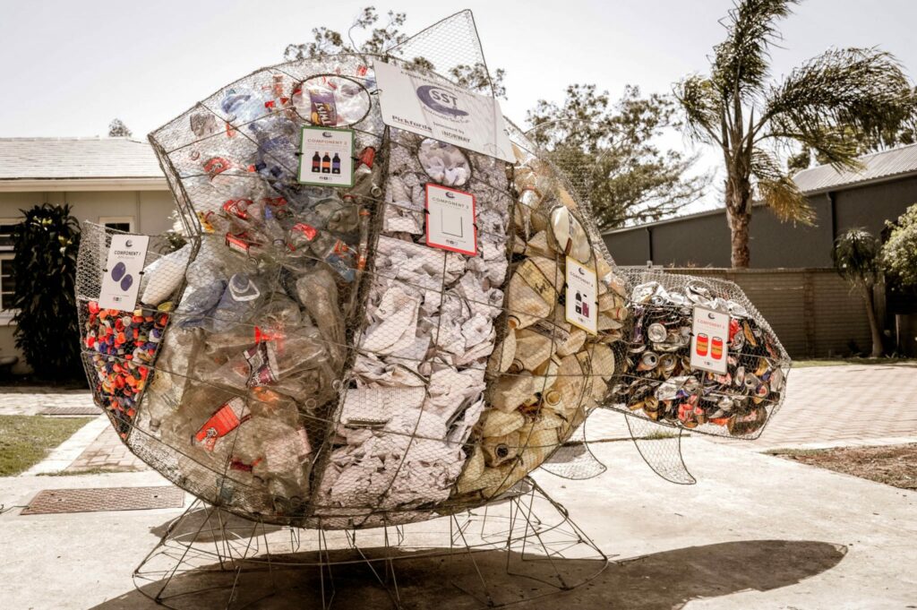 Munch Sustainable Seas Trust collected trash sculpture